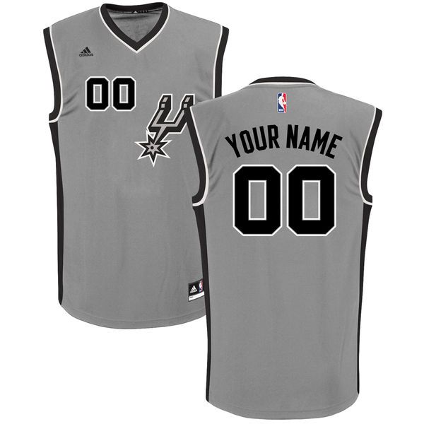 Men Adidas San Antonio Spurs Custom Replica Alternate Gray NBA Jersey->customized nba jersey->Custom Jersey